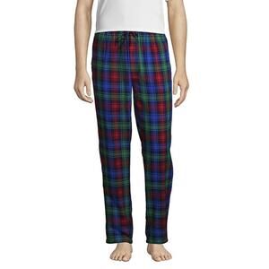 Lands End Pajama Pants Men’s Flannel Festive Red Plaid Medium Tall 100% Cotton